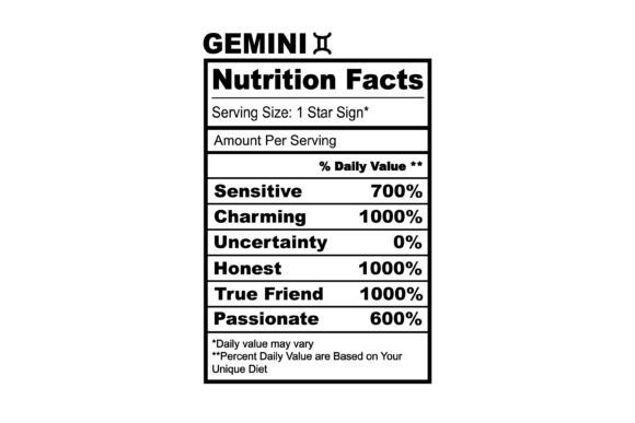 Gemini Zodiac Nutrition Facts SVG Review