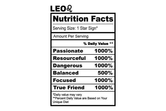 Leo Zodiac Nutrition Facts SVG Review